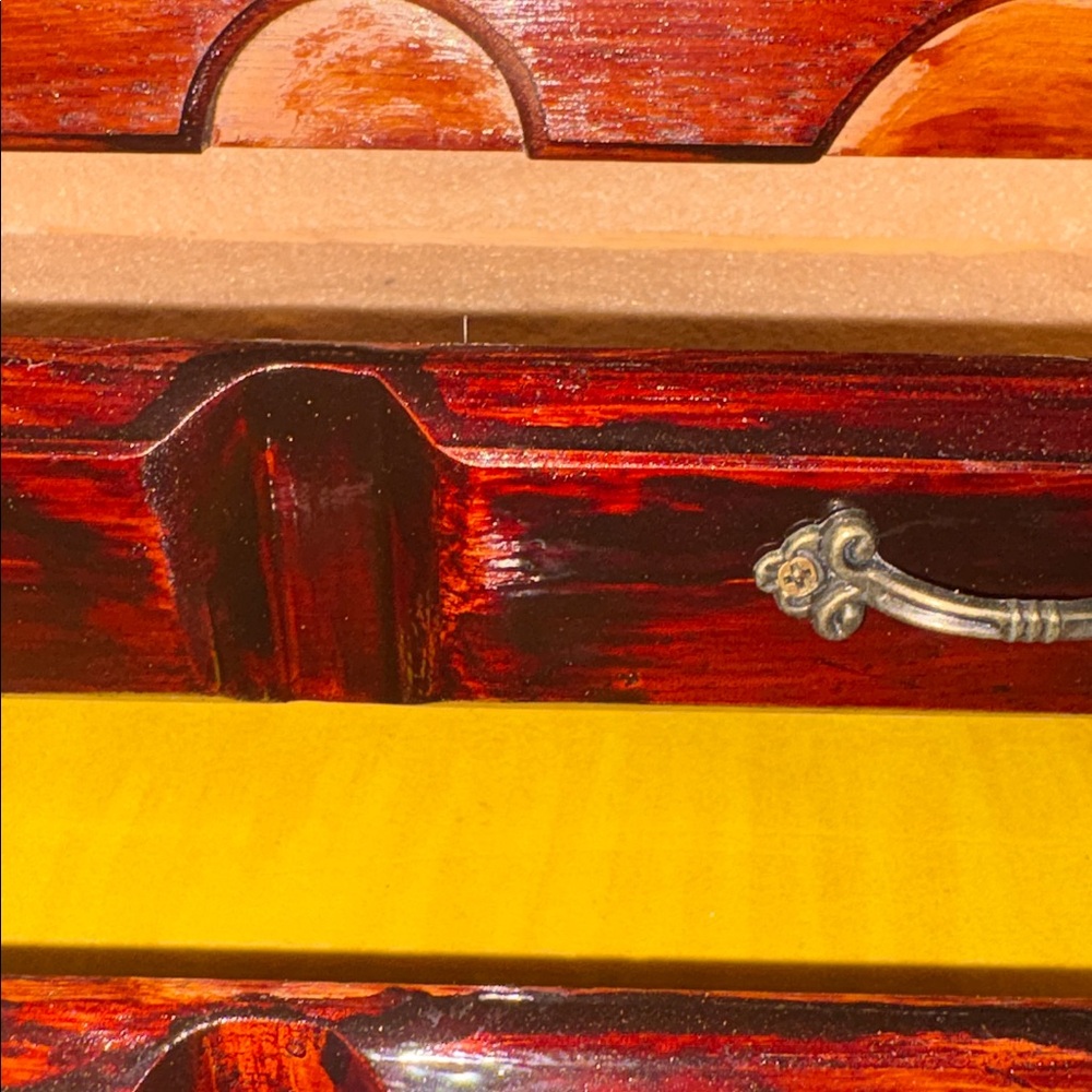 Handmade Vintage Wooden Jewelry Box Treasure Chest Stash Spot Lift Top/2 Drawer - Picture 17 of 17